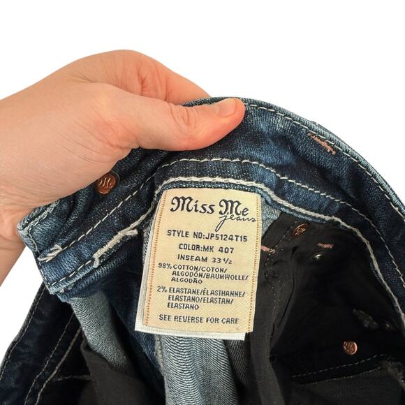 Miss Me Signature Straight Jeans Flap Embellished Pocket Western Womens 32 - Picture 6 of 7